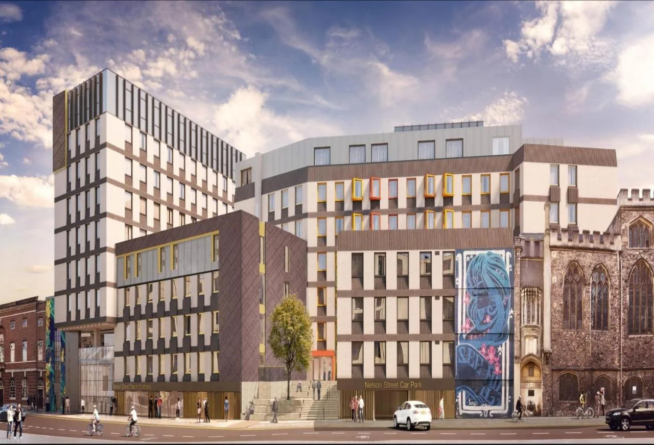 a rendering of a large building in a city at Clayton Hotel Bristol City in Bristol